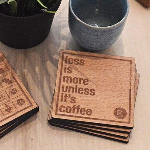 Laser engraved wooden coasters