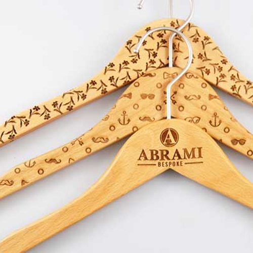 Laser engraved wooden hangers