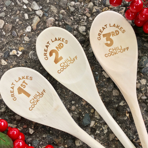 Laser engraved wooden spoons